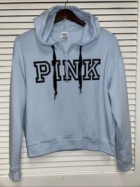 PINK Victoria's Secret Light Blue Quarter-Zip Hoodie